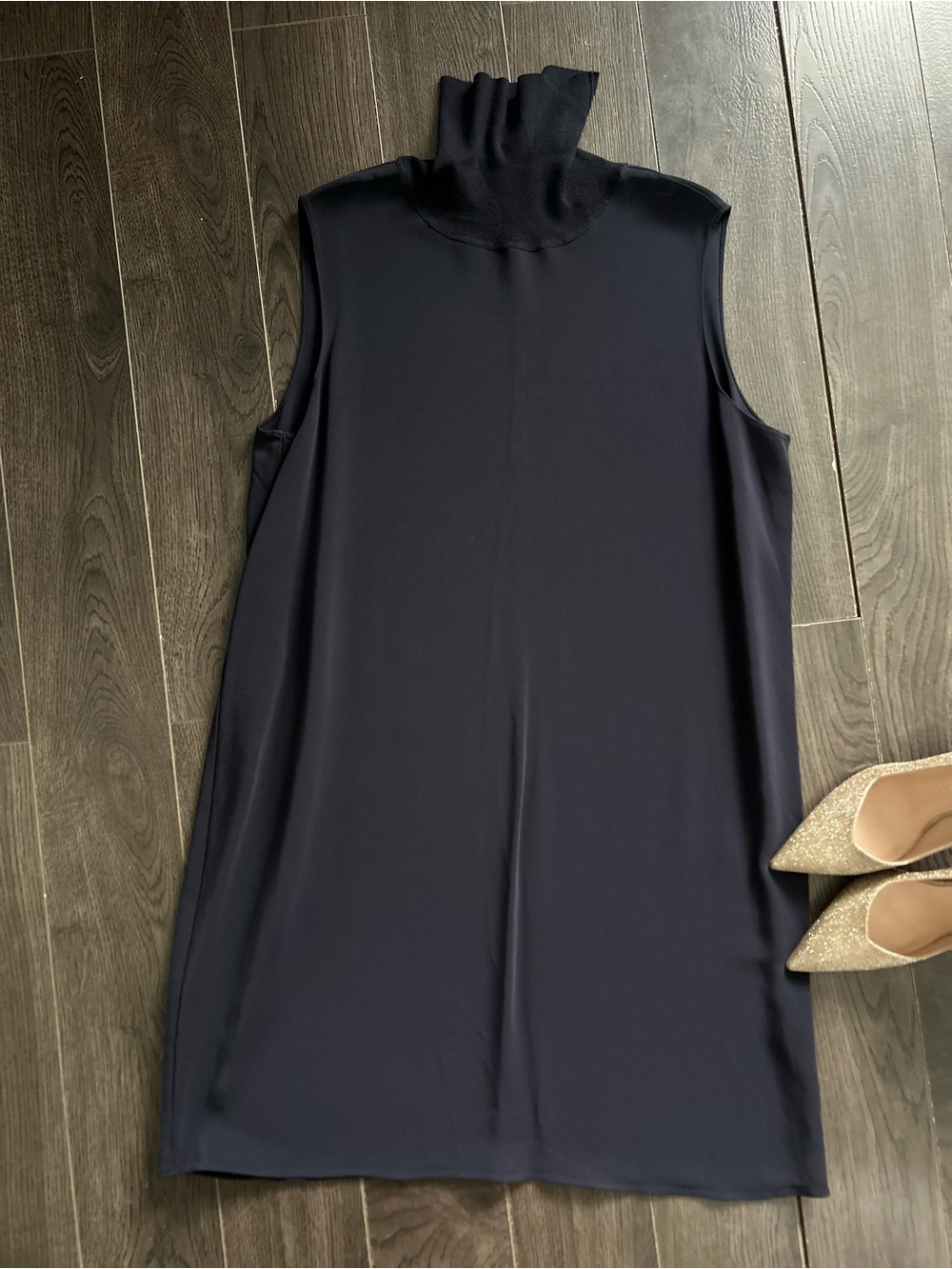 Theory Sleeveless Turtleneck Dress — Navy